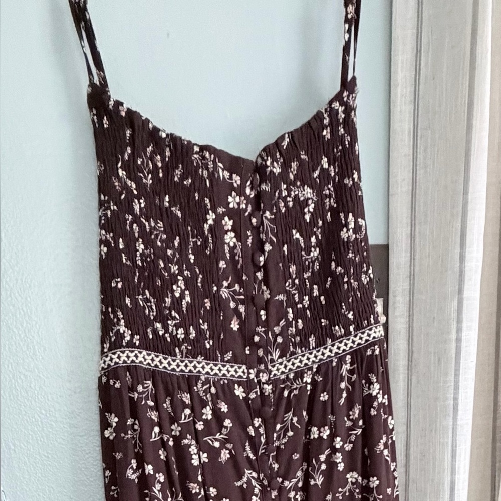 Floral Brown Maxi Dress. Free shipping with full price payment.